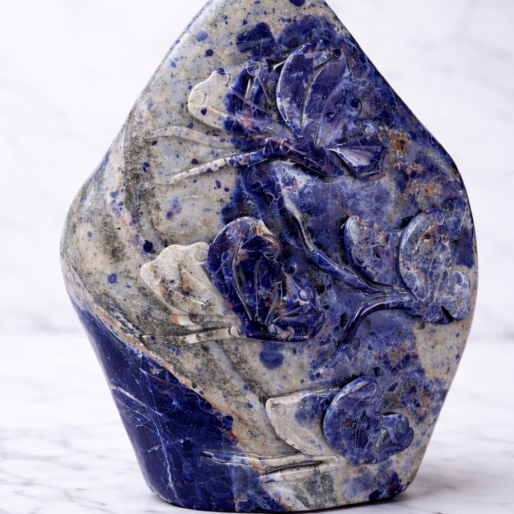 Sodalite Carved Display Piece – Deep Blue Matrix – 2 lb 12 oz Statement Crystal
